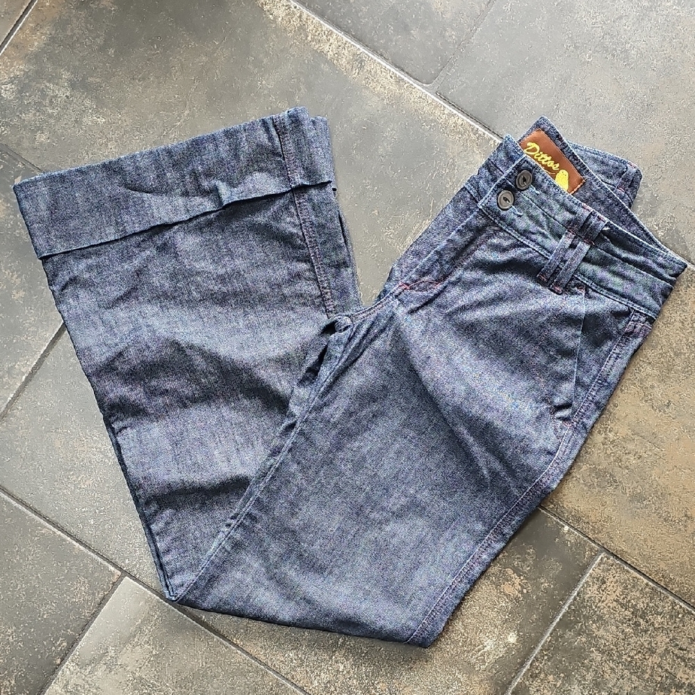 Dittos Wide Leg Jeans, Double Belt in Classic Blue